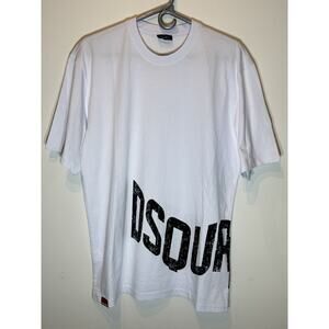 Dsquared2 Mens Large White Graphic T Shirt Short Sleeve Crew Neck Casual Tee